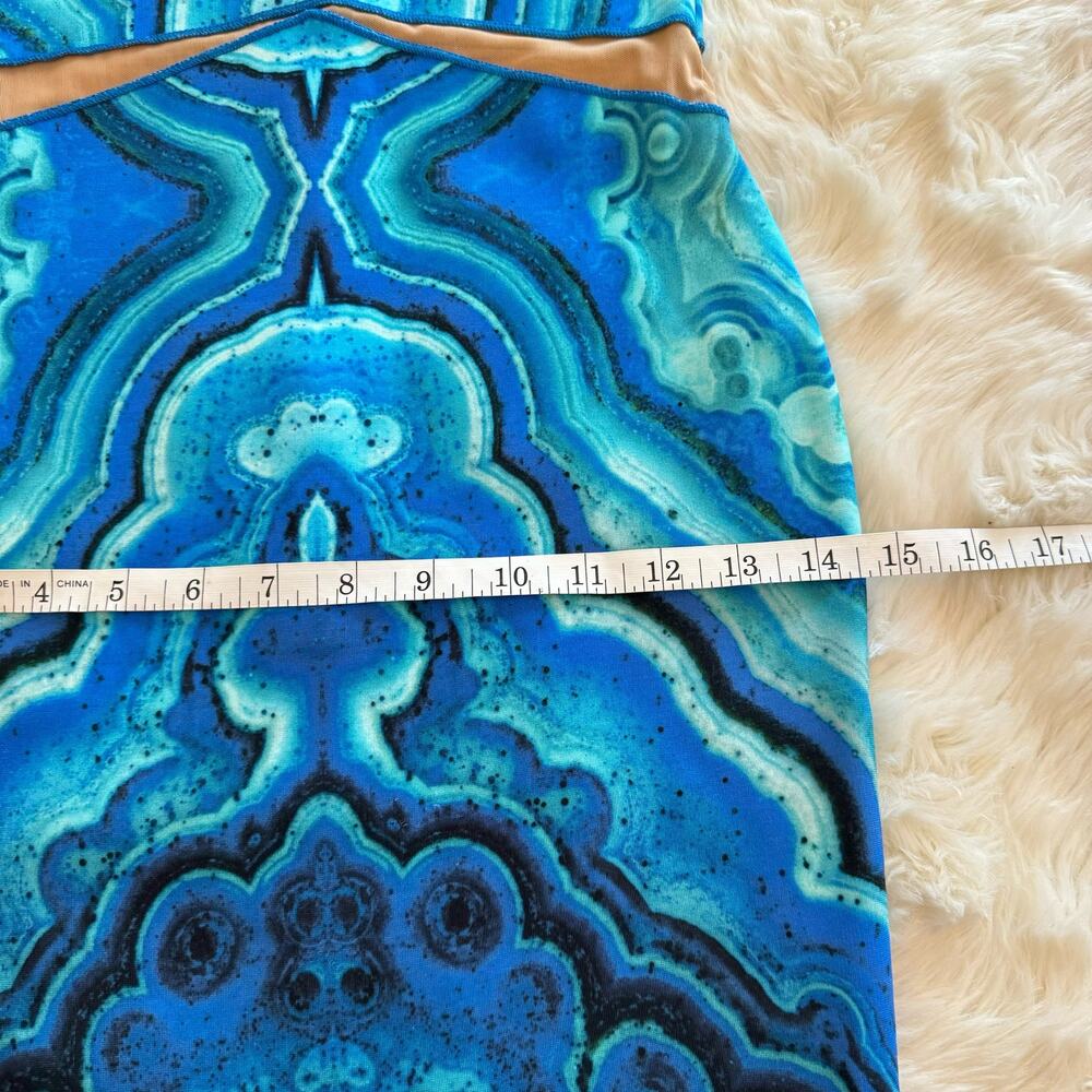 Y2K Torn by Ronny Kobo Patterned Cutout Bodycon Dress XS Paris Hilton - Picture 10 of 14